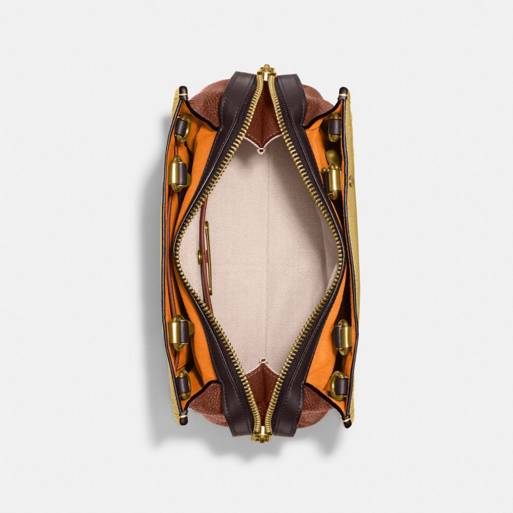 COACH®,ROGUE 25 IN REGENERATIVE LEATHER,Leather,Medium,Brass/Hay Multi,Inside View,Top View