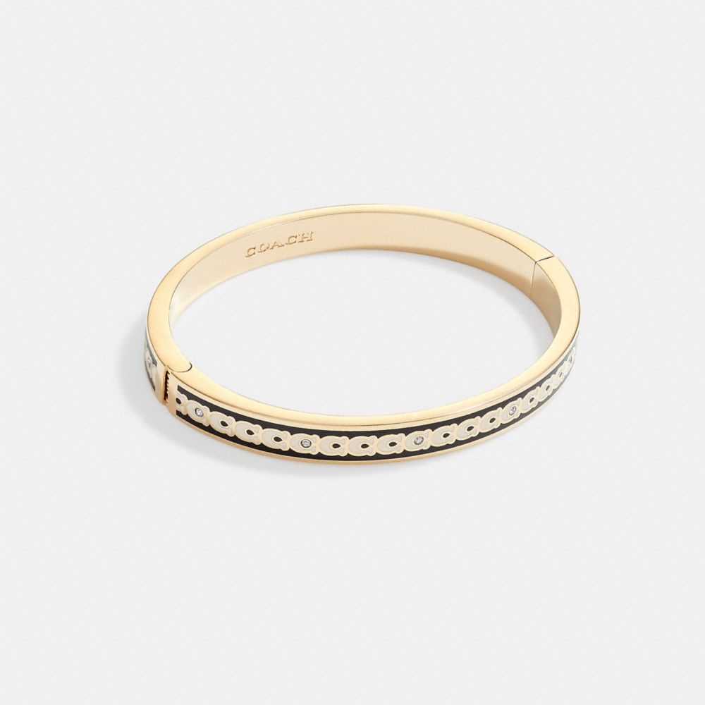 Coach 6mm Signature Enamel Bangle In Gold/black