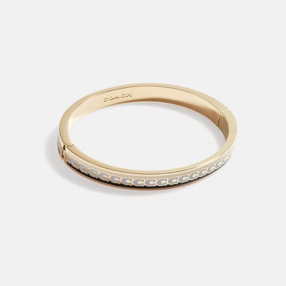 Coach 6mm Signature Enamel Bangle In Gold/black White