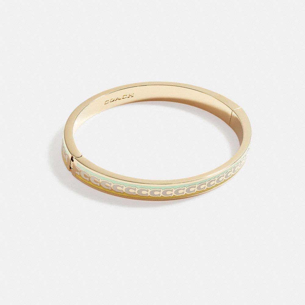 Coach 6mm Signature Enamel Bangle In Green Multi/gold