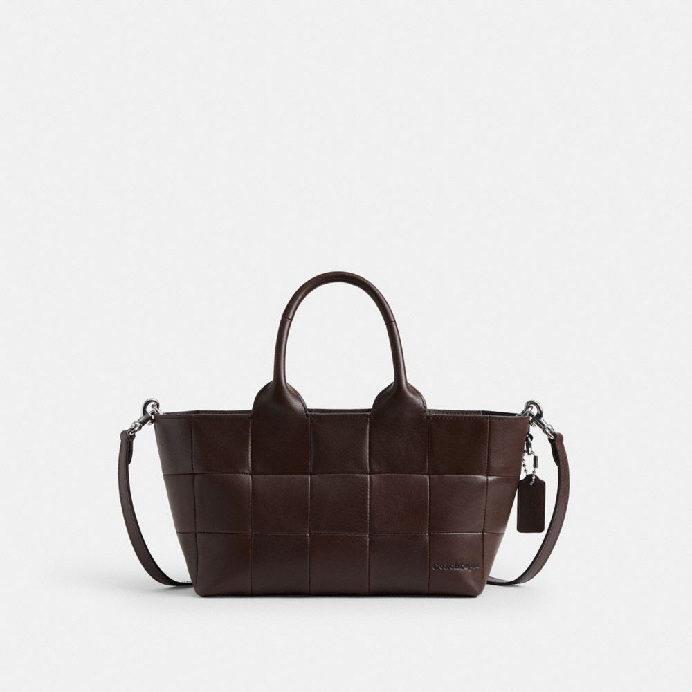 COACH®,Alter/Ego Small Tote Bag In Upcrafted Leather,Lining Recycled Polyester,Recycled Polyester,Leather,Tote,Lined,Casual,Brown,Front View