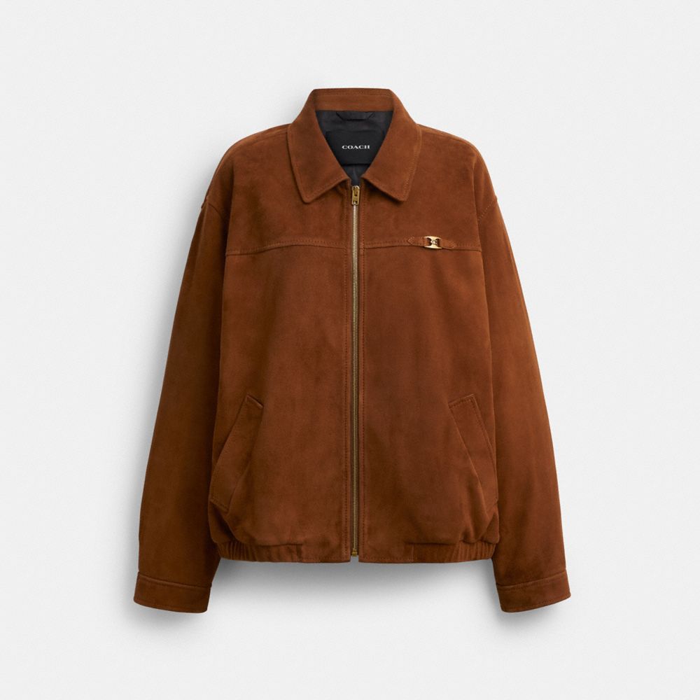 COACH®,Heritage C Oversized Suede Bomber,,Front View