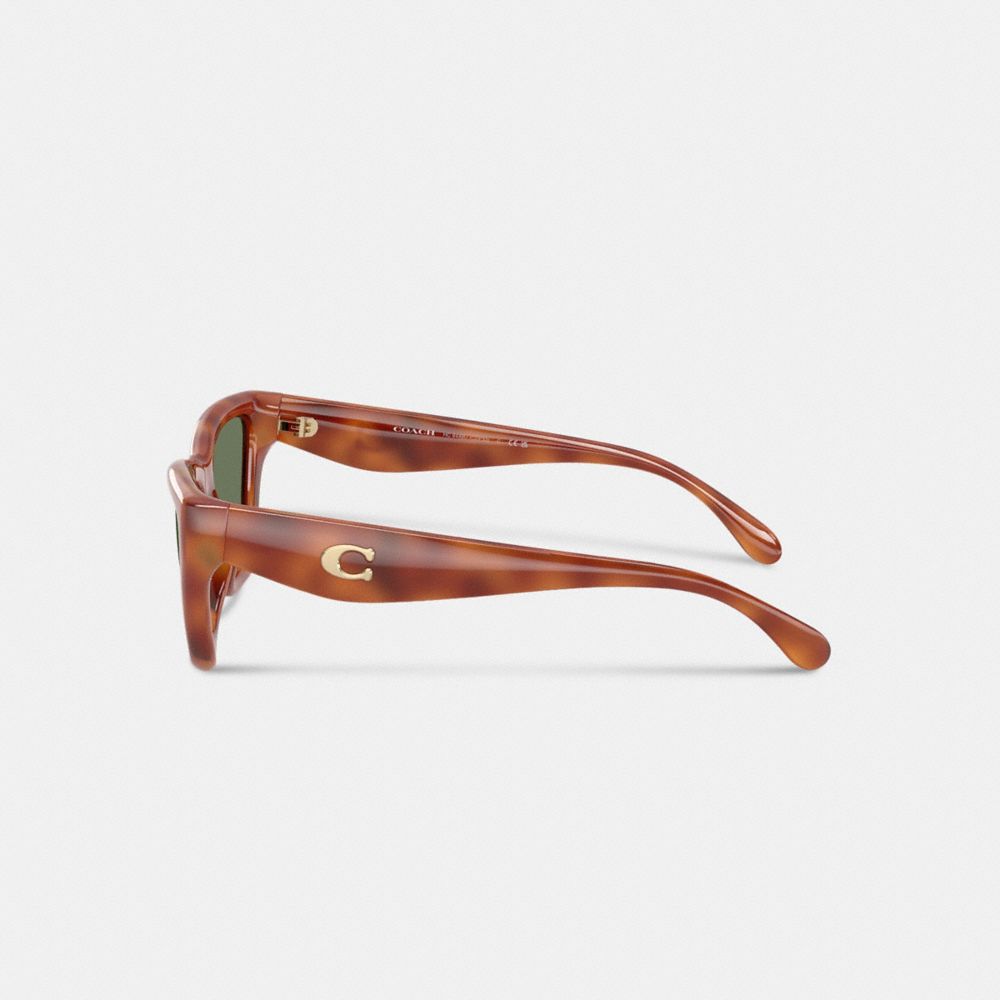 COACH®,C Hardware Cat Eye Sunglasses,Cat Eye,Plastic,Metal,Logo,Integrated Nose Pads,Casual,Olive,Alternate View