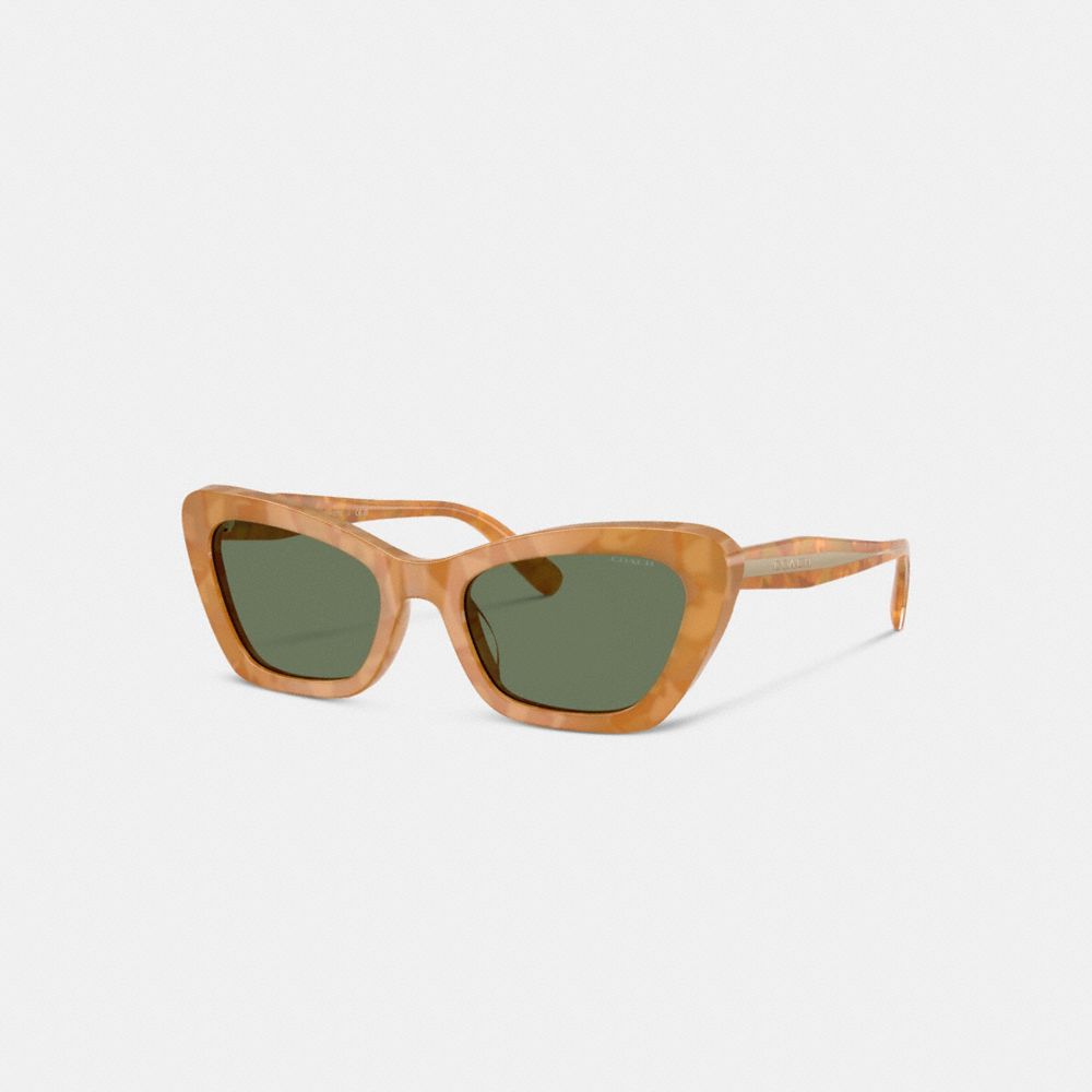 COACH®,Wire Cat Eye Sunglasses,Cat Eye,Integrated Nose Pads,Casual,Green,Front View