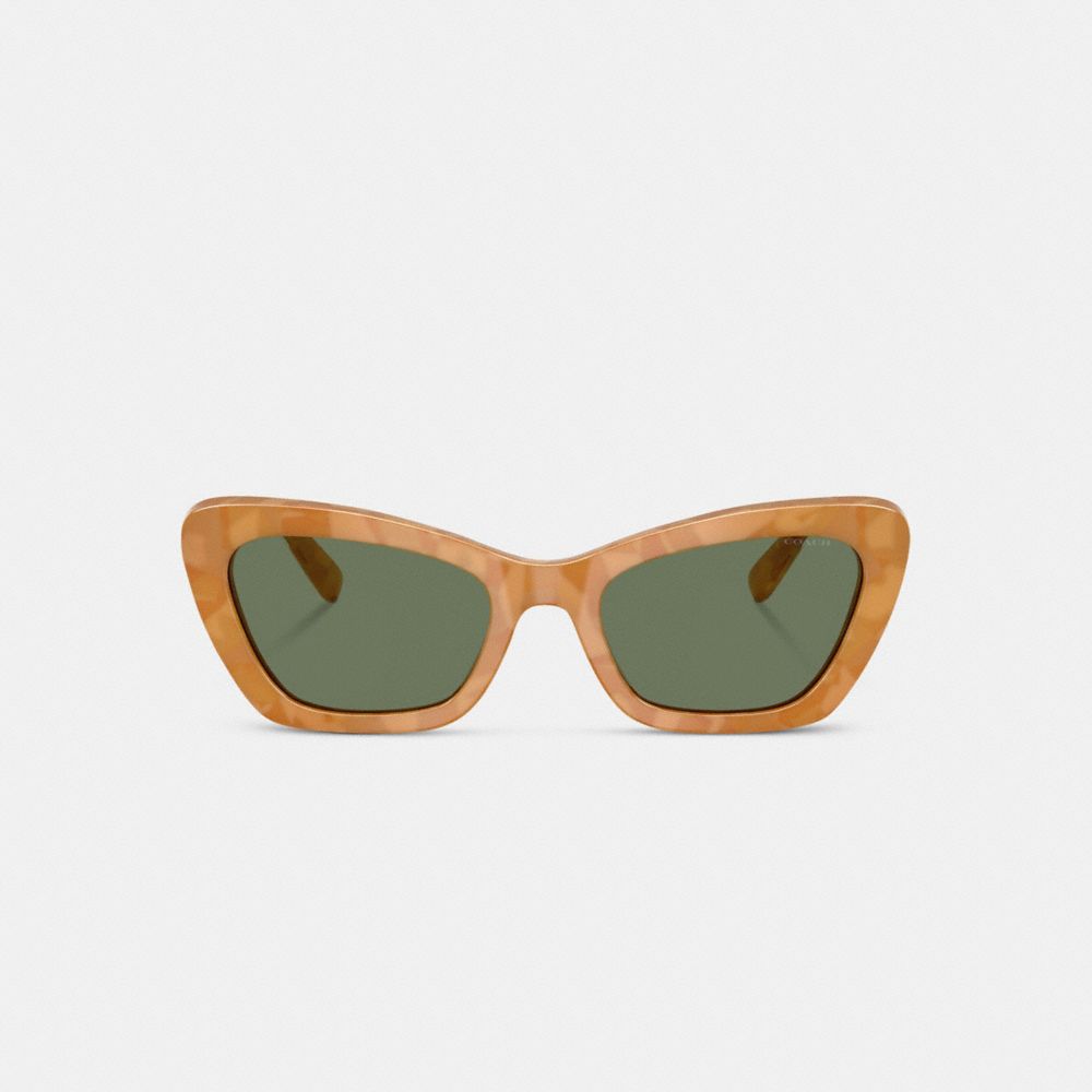 COACH®,Wire Cat Eye Sunglasses,Cat Eye,Integrated Nose Pads,Casual,Green,Inside View,Top View