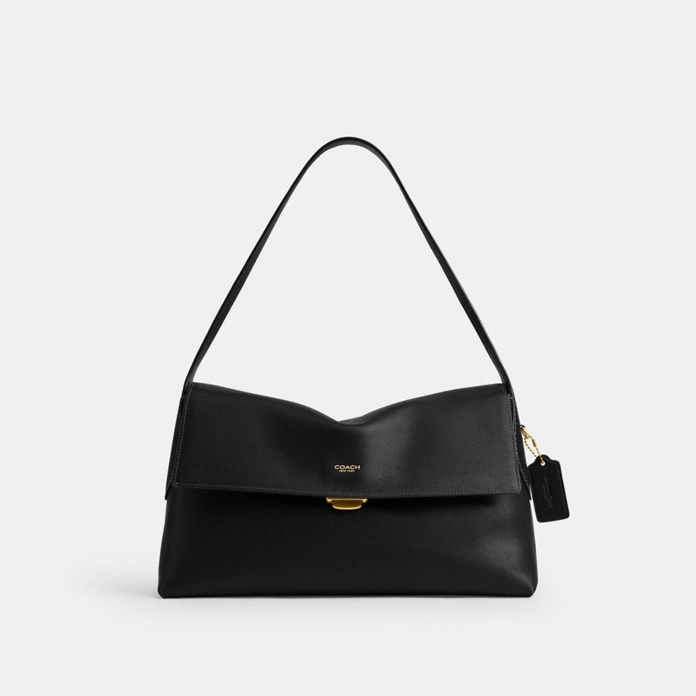 COACH®,Chelsea Shoulder Bag 36,Suede,Leather,Shoulder Bag,Lined,Brass,Casual,Black,Front View