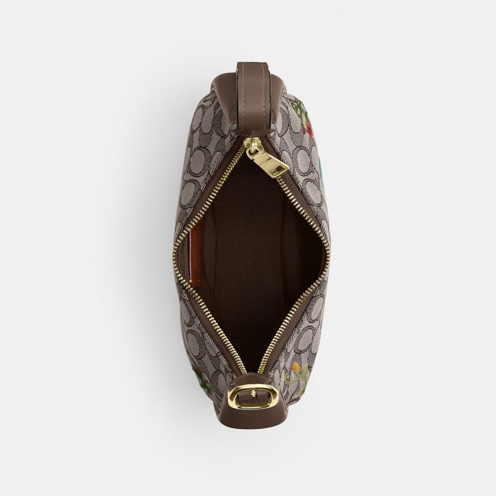 COACH®,Emily Shoulder Bag In Signature Jacquard With Floral Embroidery,,Inside View,Top View