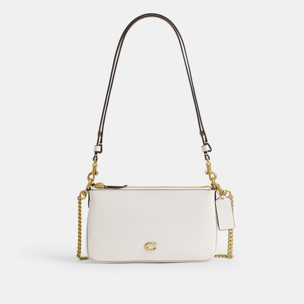 COACH®,Audrey Crossbody Bag,Recycled Polyester,Leather,Lining Recycled Polyester,Shoulder Bag,Metal Material,Metal,Pendant...,White,Front View