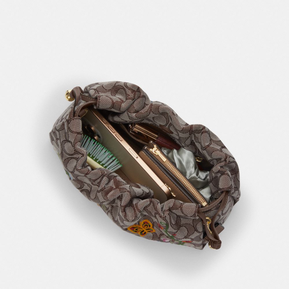 COACH®,Faye Shoulder Bag In Signature Jacquard With Floral Embroidery,,Inside View,Top View