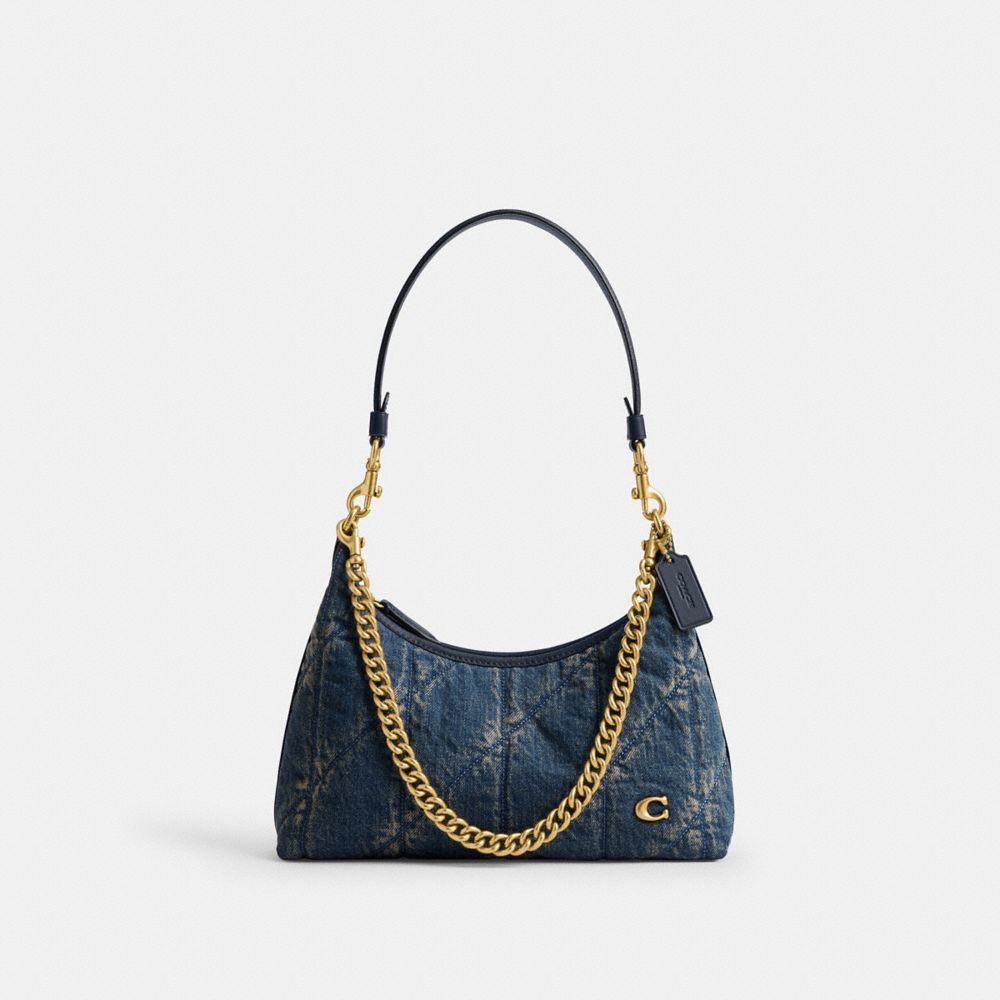 COACH®,Juliet Shoulder Bag 25 In Regenerative Cotton Denim With Quilting,,Front View
