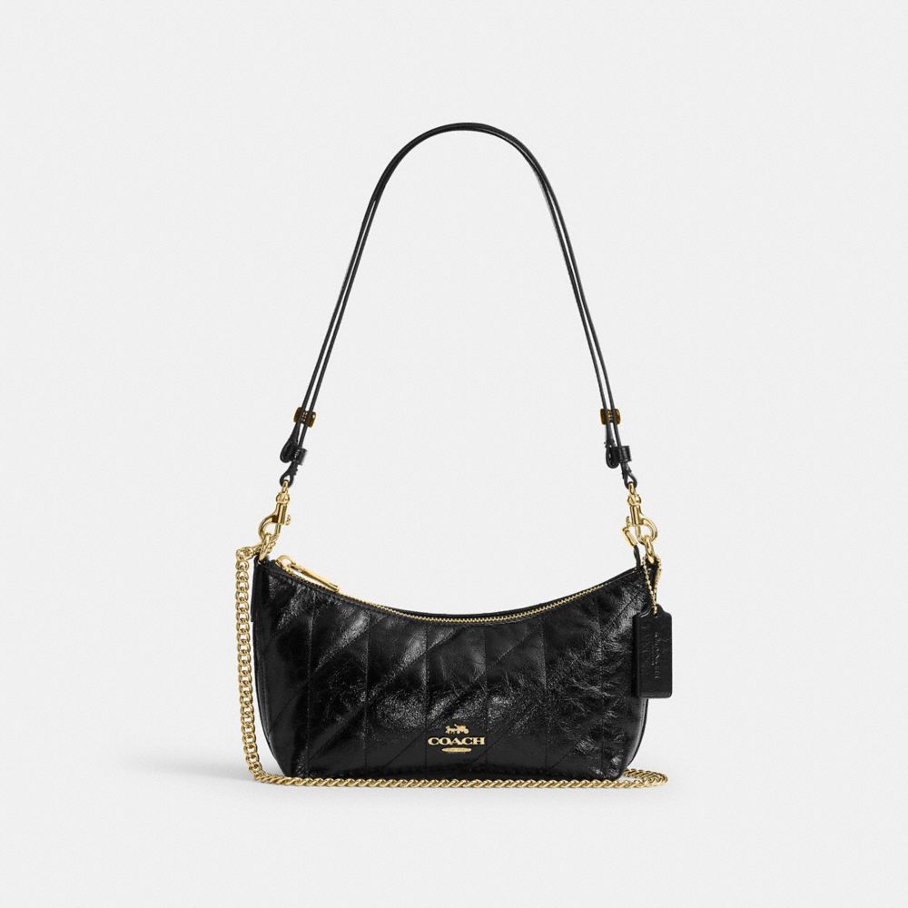 COACH®,Caitlin Shoulder Bag With Quilting,Lining Recycled Polyester,Recycled Polyester,Shoulder Bag,Logo,Chain Detail,Shou...,,Front View