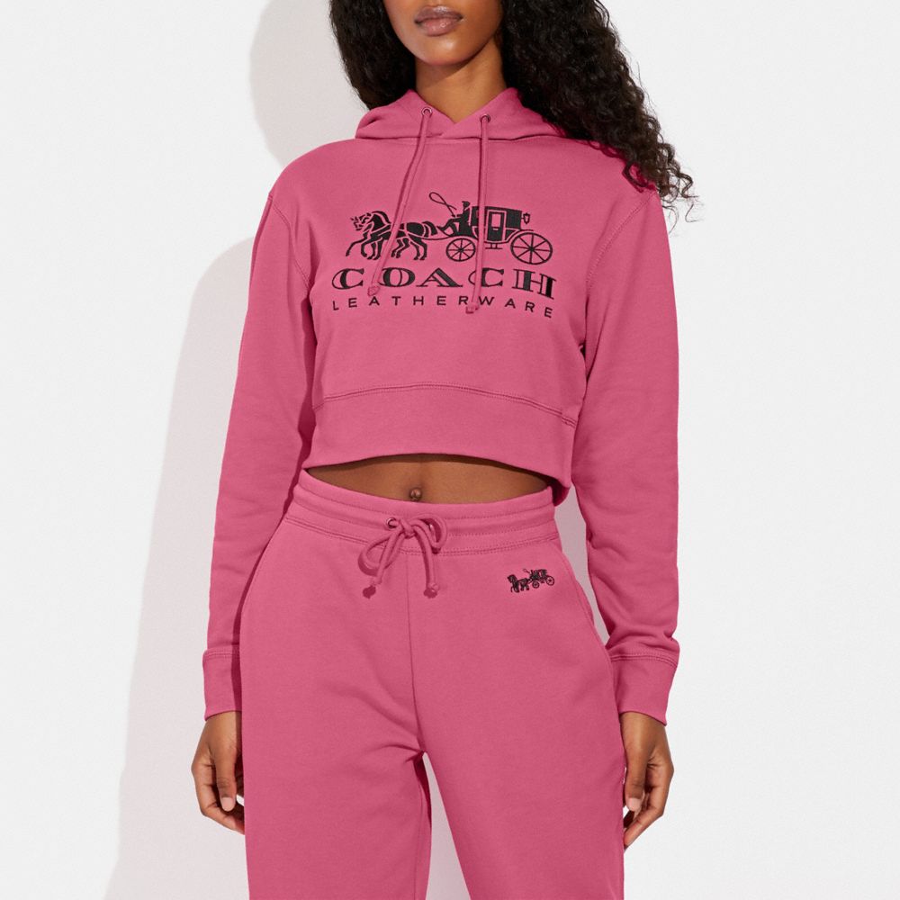 Horse And Carriage Cropped Hoodie In Organic Cotton | COACH®