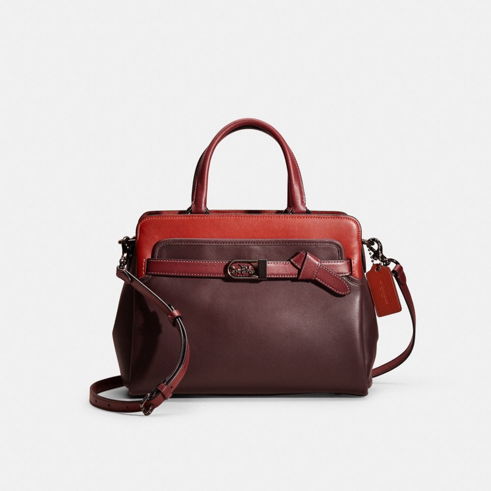 Coach Restored Tate Carryall 29 In Colorblock In Oxblood Multi/pewter