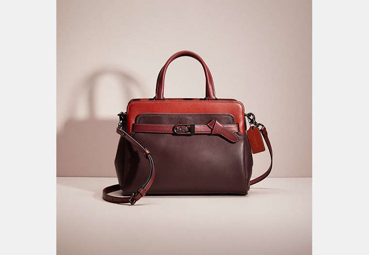 Coach Restored Tate Carryall 29 In Colorblock In Oxblood Multi/pewter