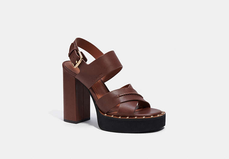 COACH®,CALLIE SANDAL,Leather,Saddle,Front View