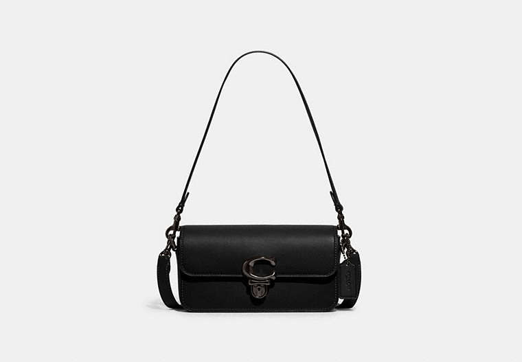 COACH®,STUDIO BAGUETTE BAG,Glovetanned Leather,Mini,Pewter/Black,Front View image number 0