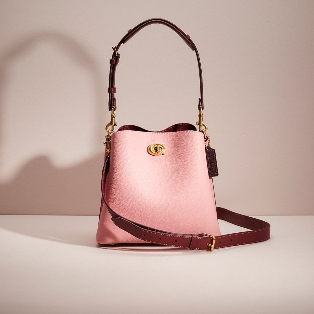 Coach Restored Willow Bucket Bag In Colorblock In Brass/candy Pink Multi