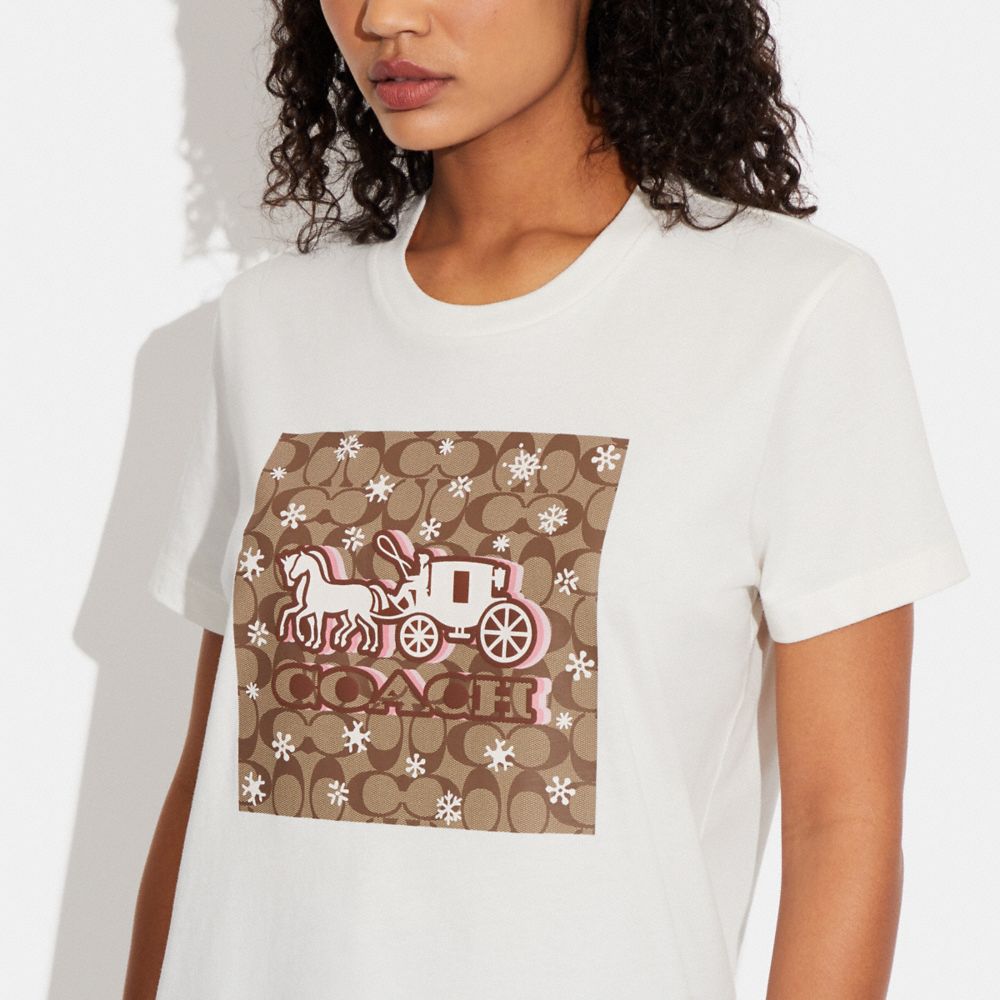 COACH® | Signature Horse And Carriage Snowflake T Shirt