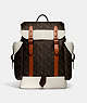 COACH®,HITCH BACKPACK WITH HORSE AND CARRIAGE PRINT,canvas,Extra Large,Truffle/Chalk,Front View