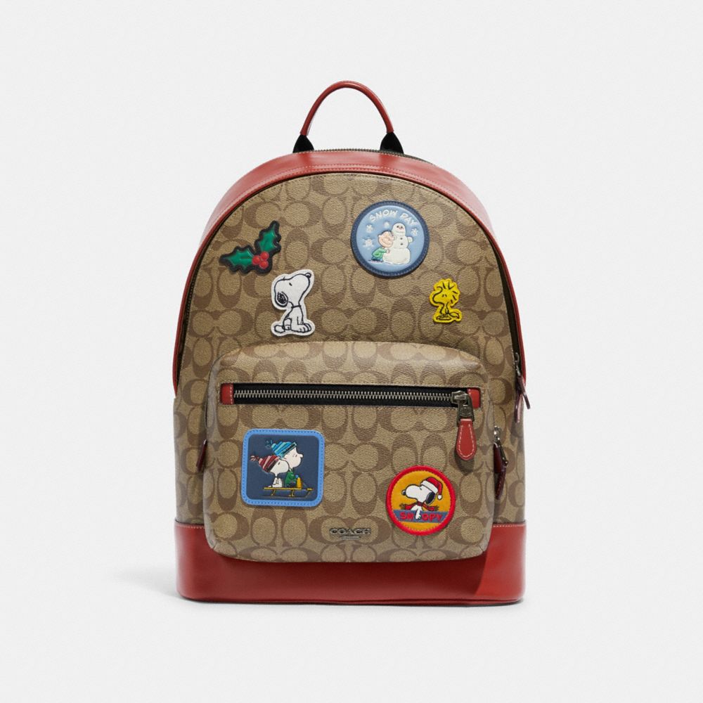 COACH® | Coach X Peanuts West Backpack In Signature Canvas With Patches