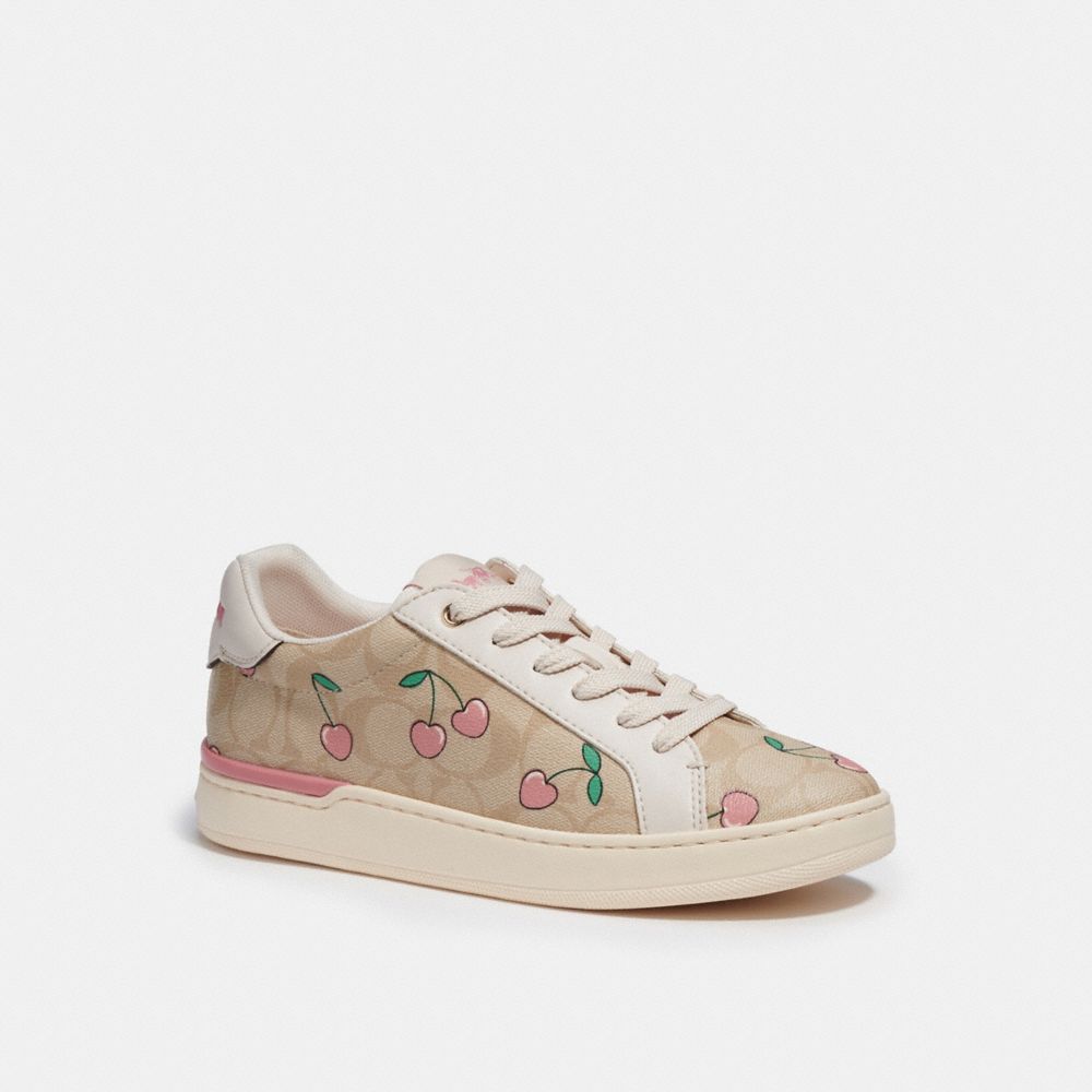 COACH® | Clip Low Top Sneaker In Signature Canvas With Heart Cherry Print