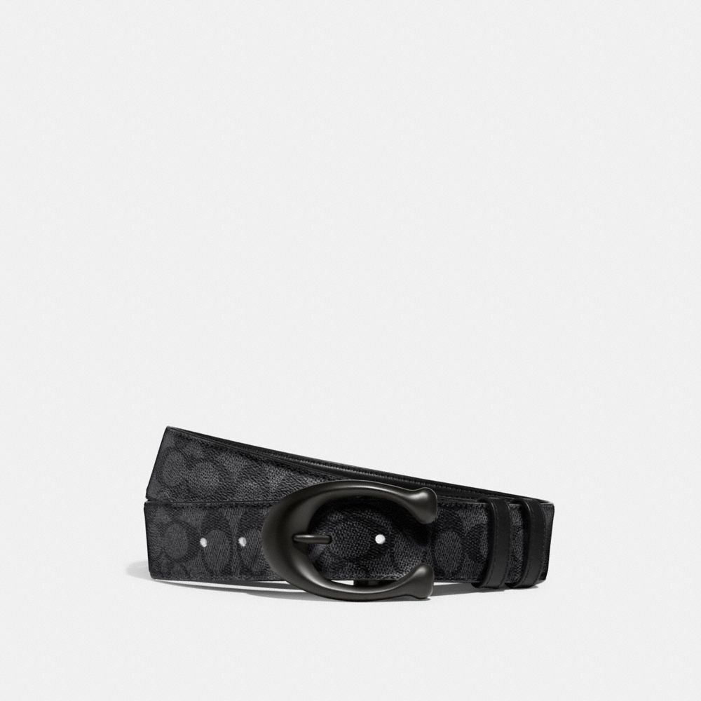 COACH 38 Mm Sculpted Cts Reversible Signature Belt (charcoal/black) Men ...