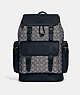 COACH®,SPRINT BACKPACK IN SIGNATURE JACQUARD,Refined Pebble Leather,Large,Black Antique Nickel/Navy/Midnight,Front View