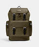 COACH®,SPRINT BACKPACK IN SIGNATURE JACQUARD,Refined Pebble Leather,Large,Silver/Olive Drab/Utility Green,Front View