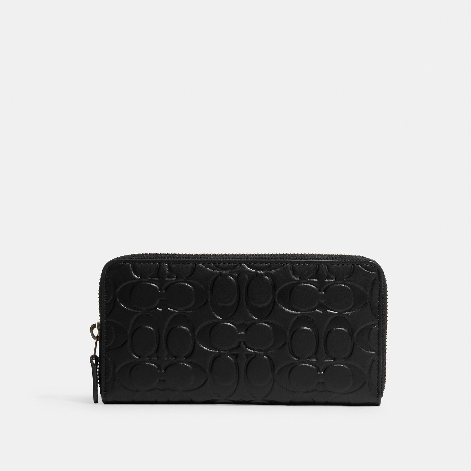 Shop Coach Outlet Accordion Wallet In Signature Leather In Black