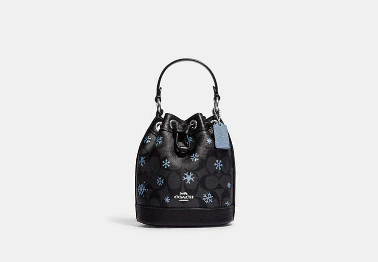 Dempsey Drawstring Bucket Bag 15 In Signature Canvas With Snowflake Print