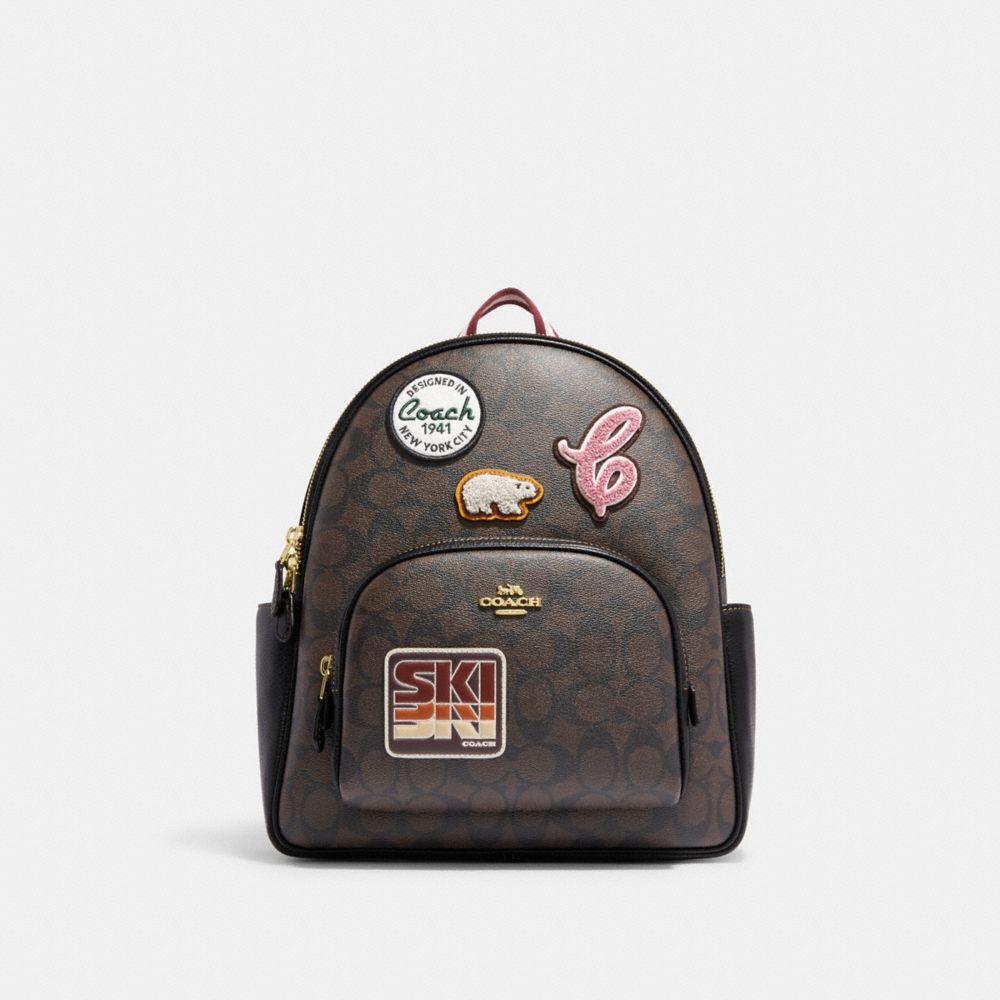 Court Backpack In Signature Canvas With Ski Patches