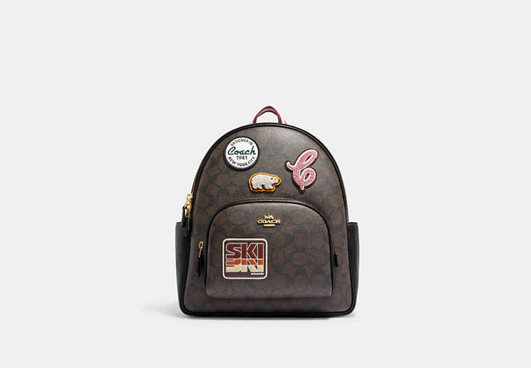 Court Backpack In Signature Canvas With Ski Patches