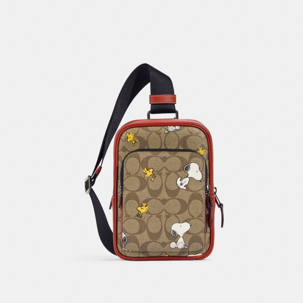 COACH® Coach X Peanuts Track Pack 14 In Signature Canvas With Snoopy Woodstock Print