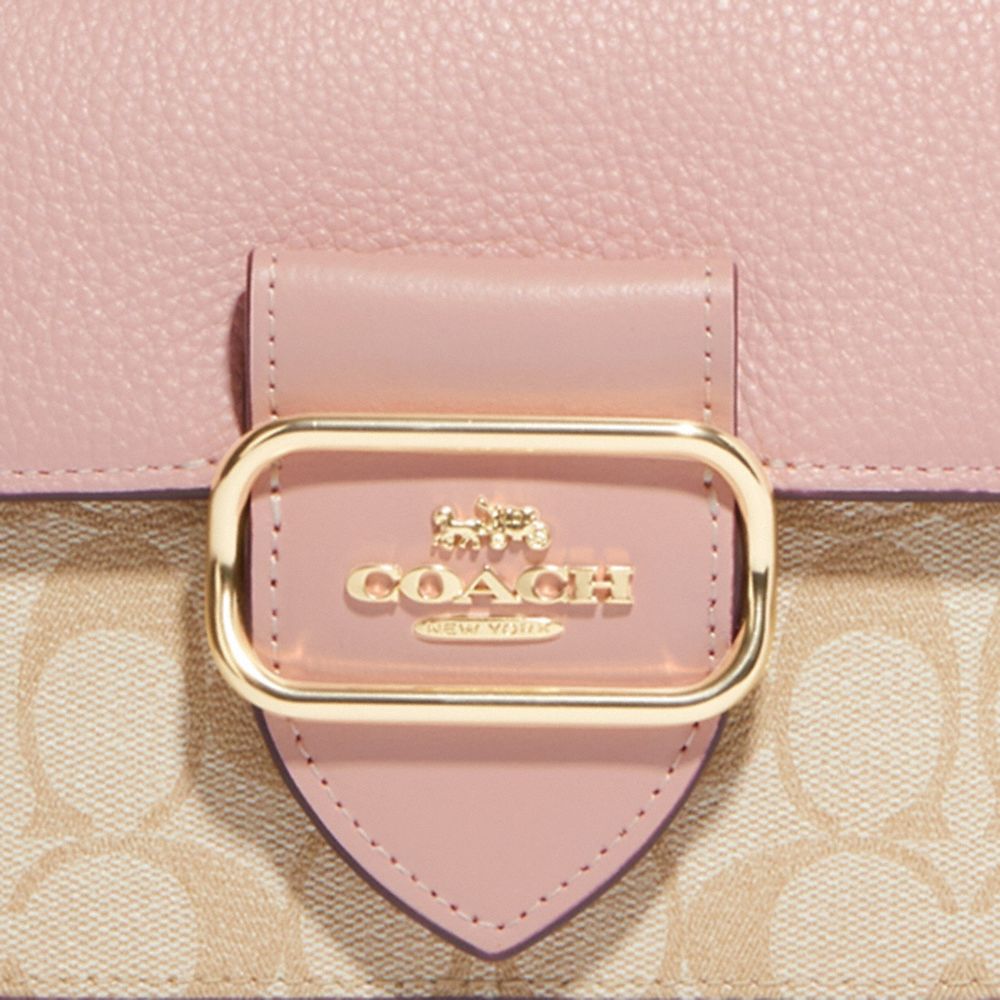 Coach Pink/ Beige Signature Canvas Morgan Crossbody Bag