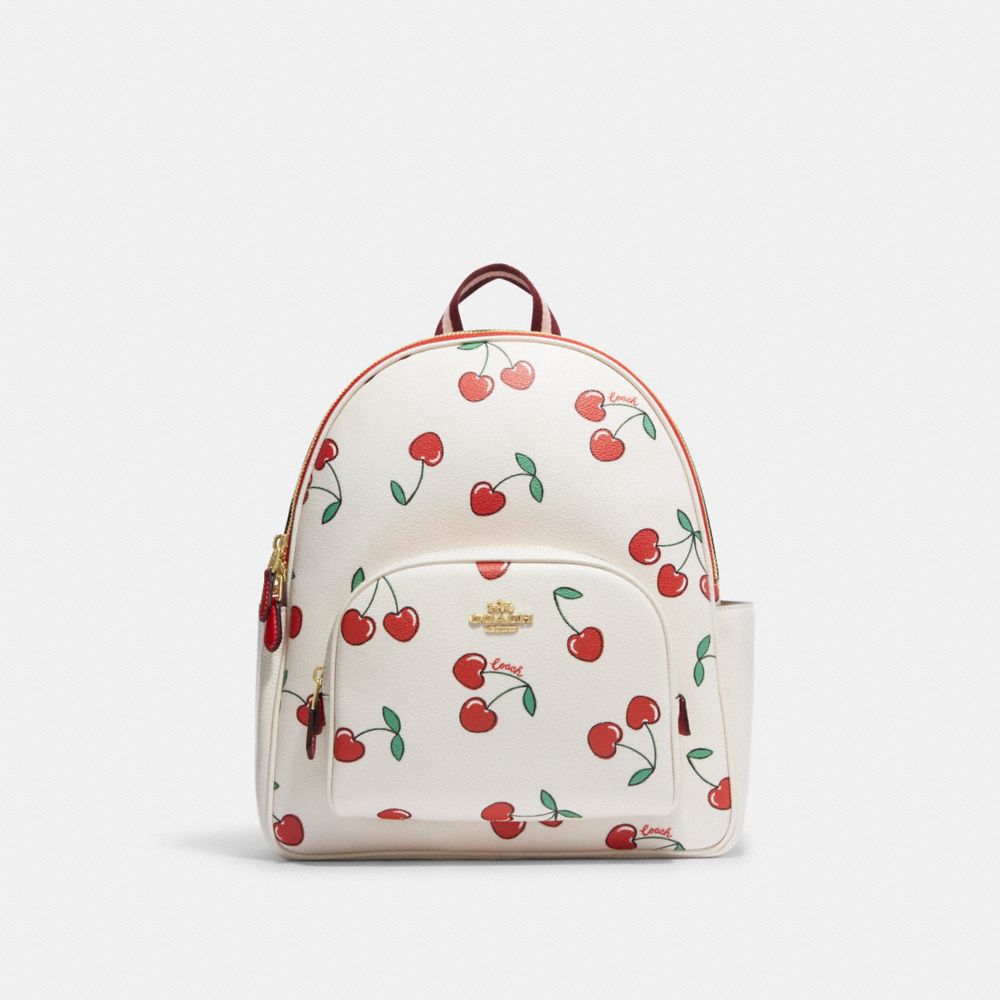 Coach Outlet Mini Court Backpack With Wild Strawberry Print