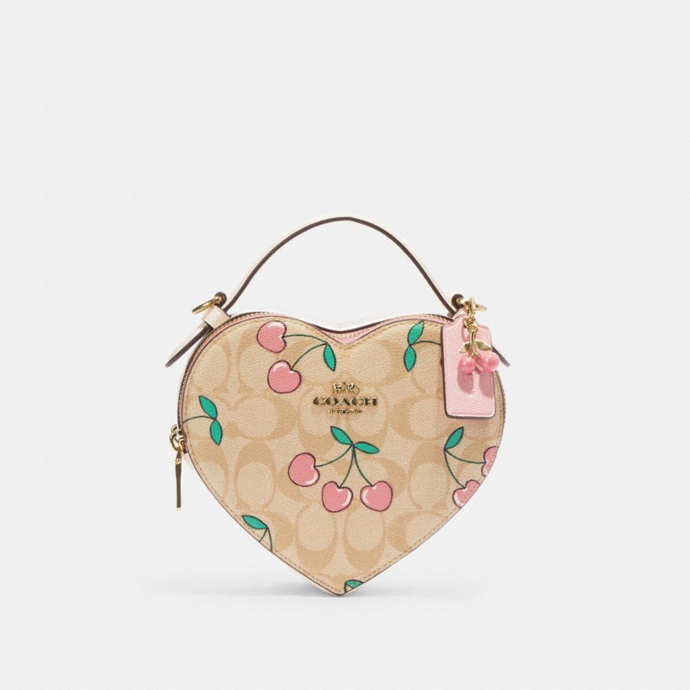 Heart Crossbody In Signature Canvas With Heart Cherry Print