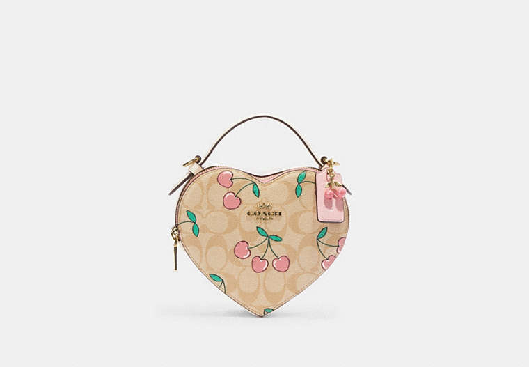Heart Crossbody In Signature Canvas With Heart Cherry Print