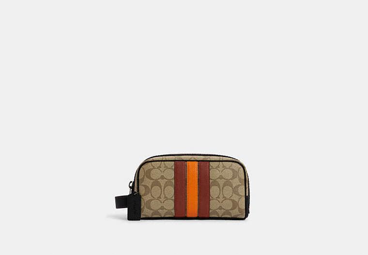 Small Travel Kit In Signature Canvas With Varsity Stripe