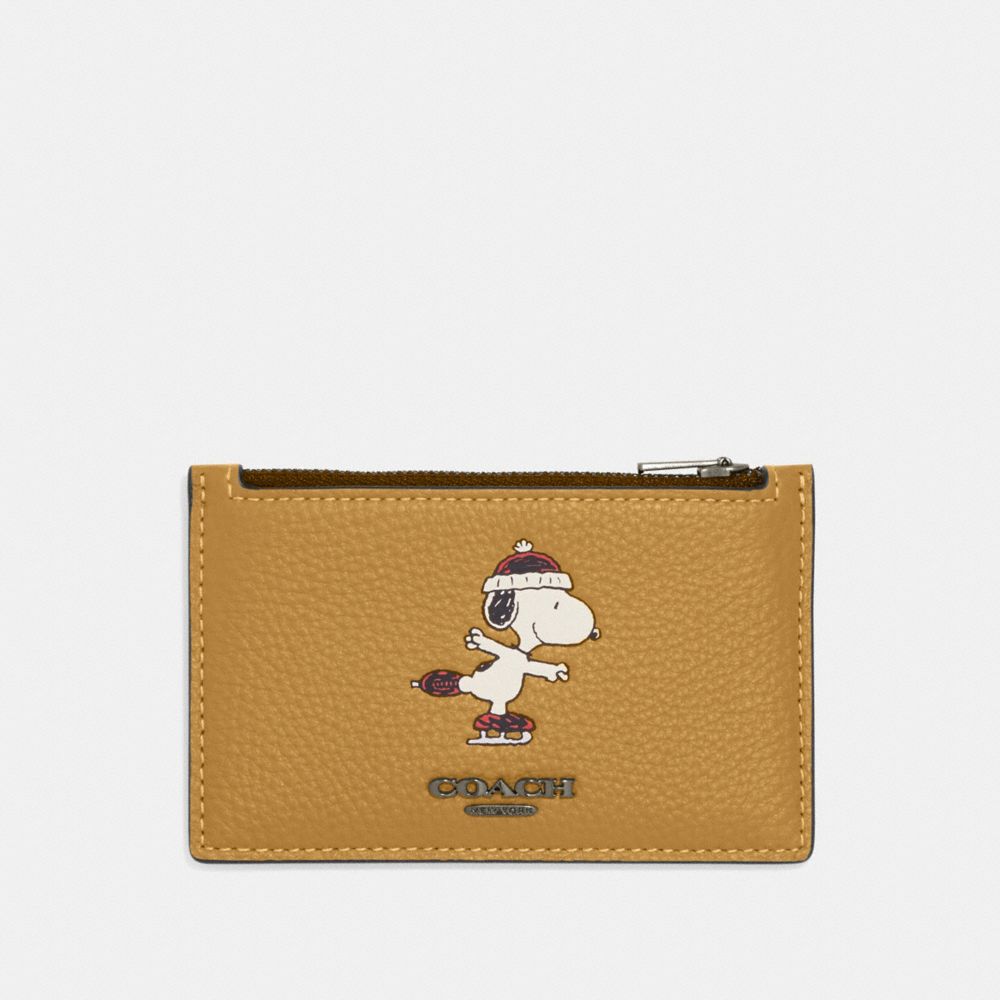 LAST ONE] NEW Coach X Peanuts Zip Card Case With Snoopy Motif 