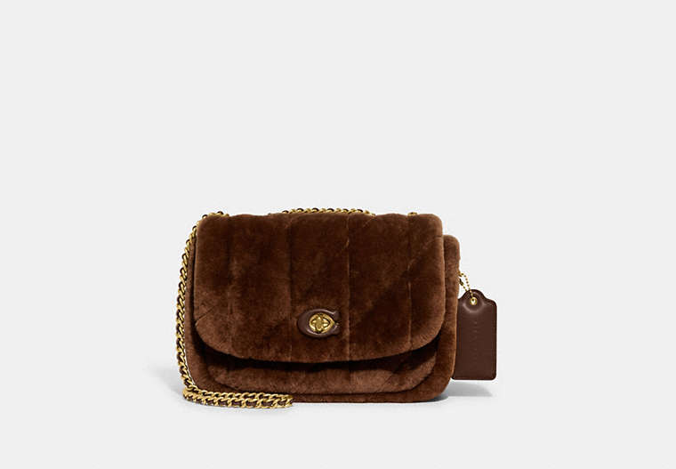 Coach Pillow Madison Shoulder Bag In Shearling With Quilting