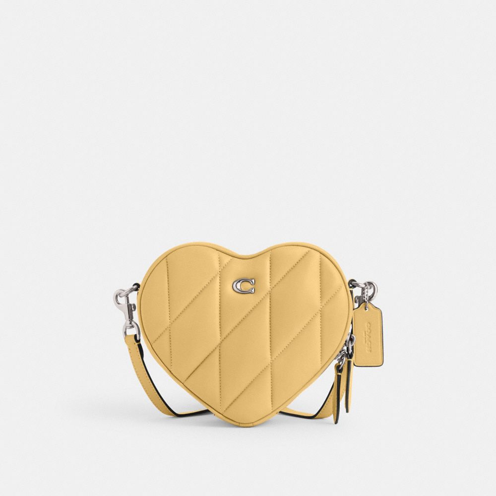 COACH®,Heart Crossbody Bag With Quilting,Leather,Crossbody,Logo,Metal,Gold Metal,Day Party,,Front View