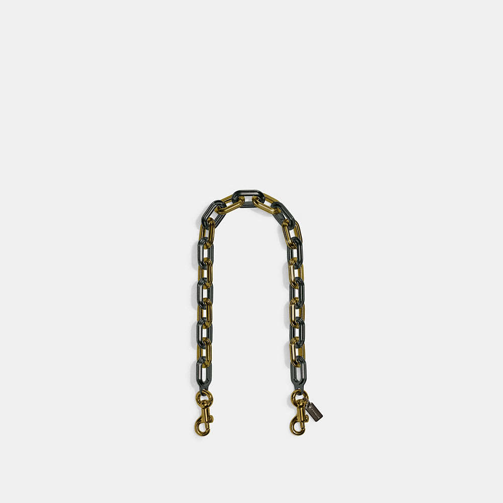 Coach Link Chain Strap In Brass/pewter