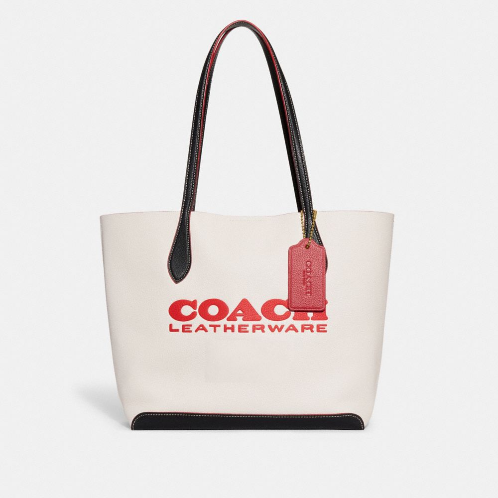 coach red leather tote bag