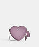 COACH®,HEART CROSSBODY 14,Glovetanned Leather,Mini,Heart,Silver/Ice Purple,Front View