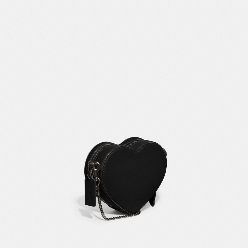 Shop Coach Heart Crossbody Bag 14 In Pewter/black