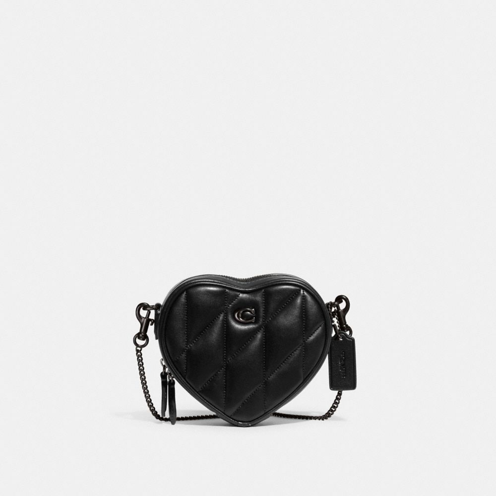 Coach Heart Quilted Leather Crossbody Bag Black