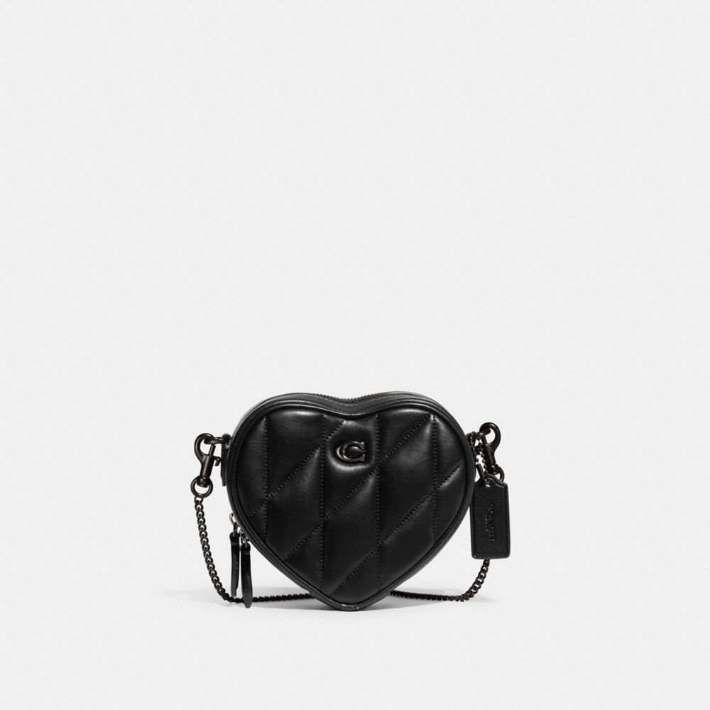 Coach Heart Crossbody 14 With Pillow Quilting In Color<lsn_delimiter>pewter/black