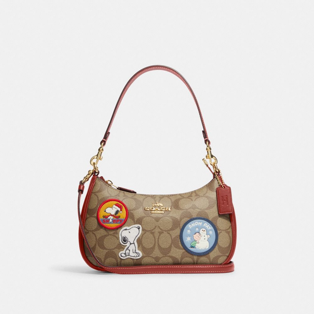 COACH® | Coach X Peanuts Teri Shoulder Bag In Signature Canvas With Patches