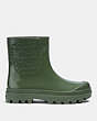 COACH®,MILLIE RAIN BOOTIE,Rubber,Army Green,Angle View