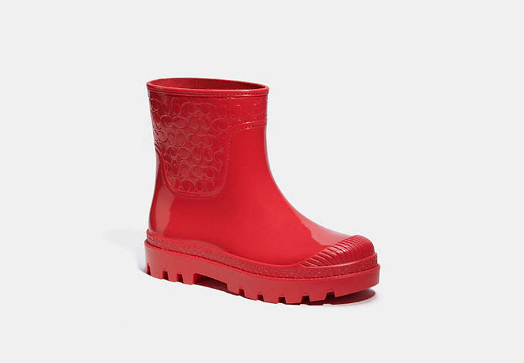 COACH®,MILLIE RAIN BOOTIE,Rubber,Candy Red,Front View